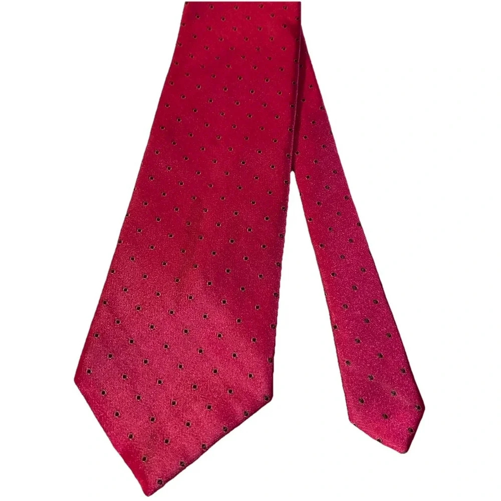 DKNY Men's 100% SILK Pink W/Green Dots Designer Neck‎ Tie 58